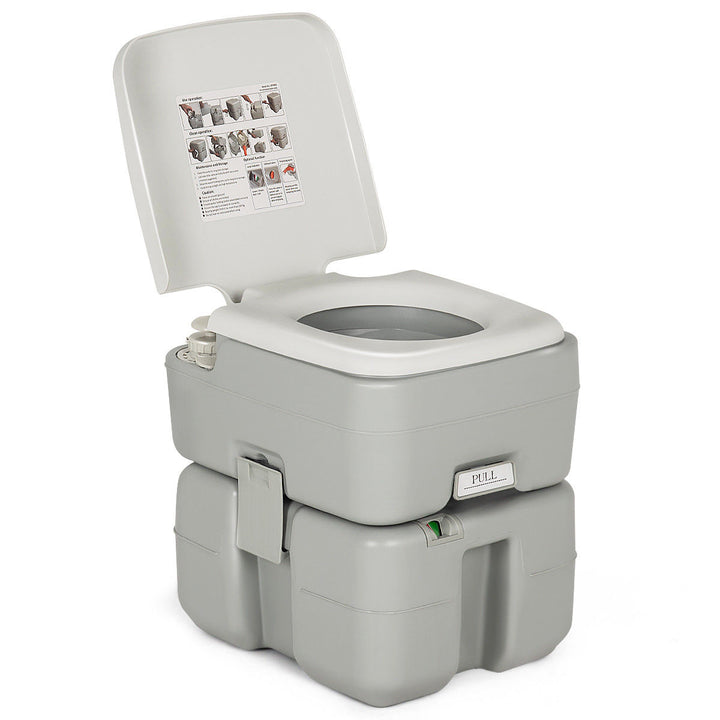 5.3 Gallon Portable Travel Toilet Outdoor Camping Toilet w/ Piston Pump Flush Image 1