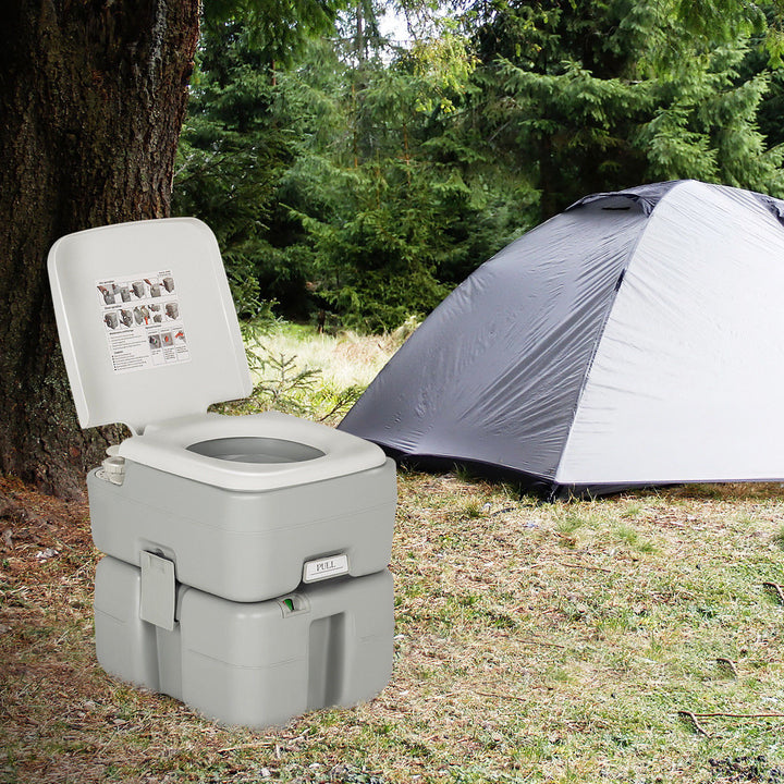 5.3 Gallon Portable Travel Toilet Outdoor Camping Toilet w/ Piston Pump Flush Image 2