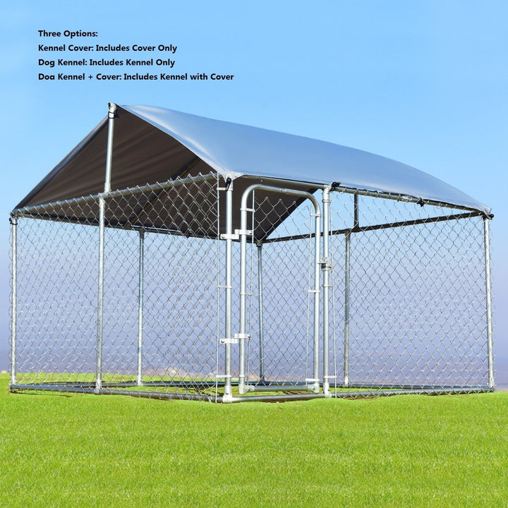 Gymax Large Pet Dog Run House Kennel Shade Cage 7.5 x7.5 Roof Cover Backyard Playpen Image 1