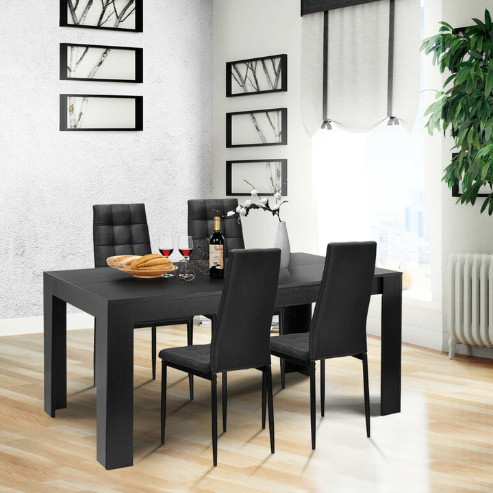 5pcs Dining Set Wood Table and 4 Fabric Chairs Home Kitchen Modern Image 2