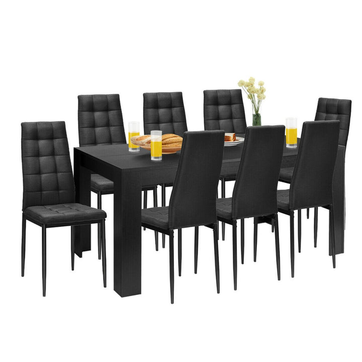 9pcs Dining Set Wood Table and 8 Fabric Chairs Home Kitchen Modern Image 1