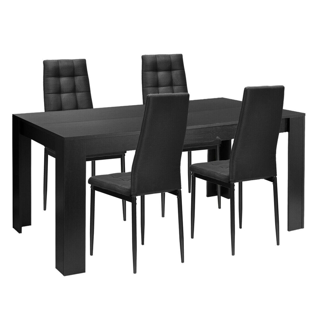 5pcs Dining Set Wood Table and 4 Fabric Chairs Home Kitchen Modern Image 9