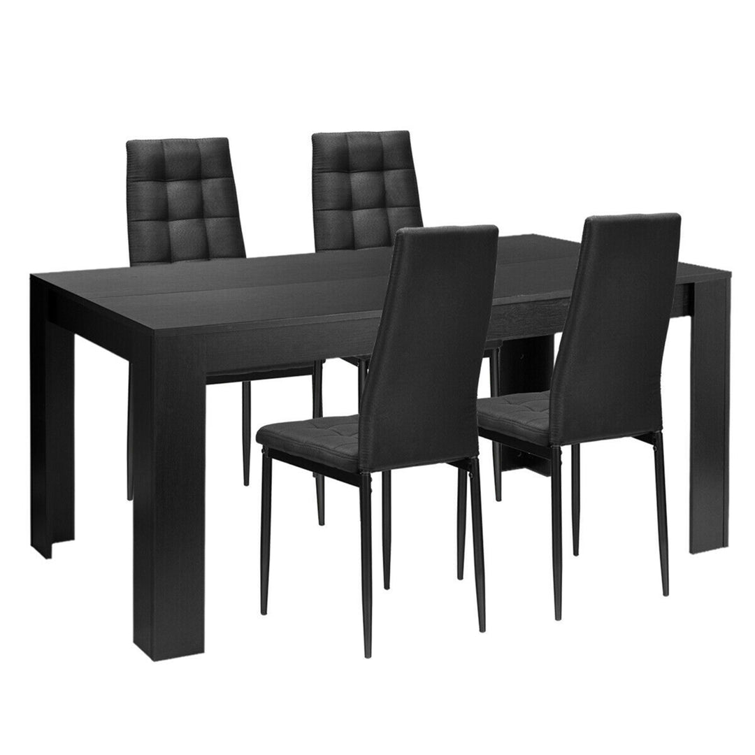 5pcs Dining Set Wood Table and 4 Fabric Chairs Home Kitchen Modern Image 10