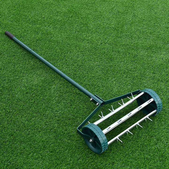 Rolling Garden Lawn Aerator Roller Home Grass Steel Handle Image 1