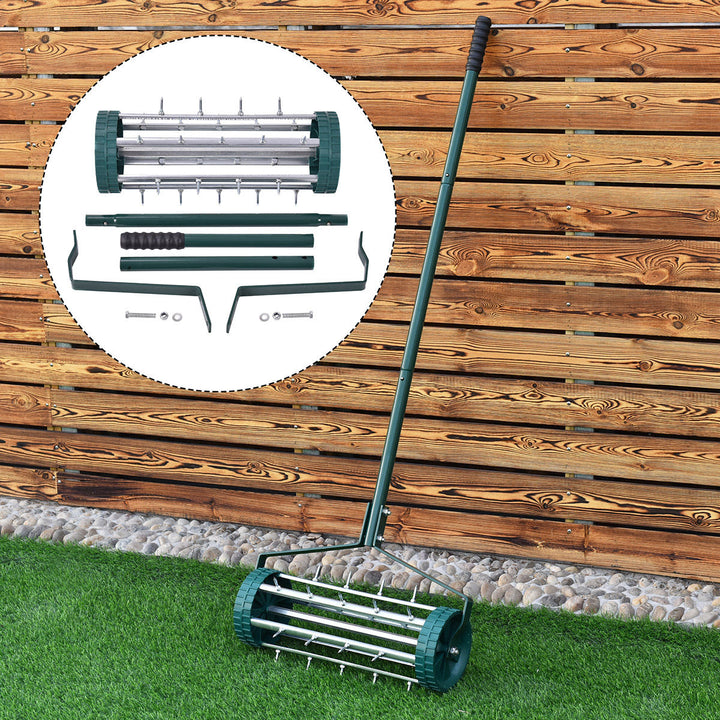 Rolling Garden Lawn Aerator Roller Home Grass Steel Handle Image 2