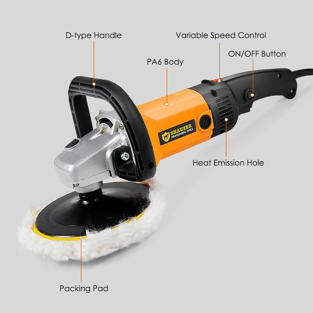 7" Electric 6 Variable Speed Car Polisher Buffer Waxer Sander Detail Boat Image 8