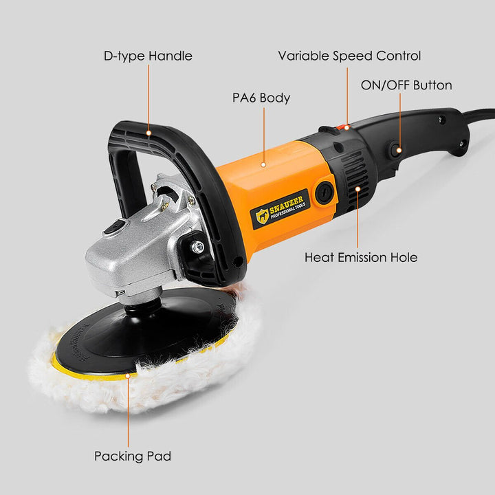 7" Electric 6 Variable Speed Car Polisher Buffer Waxer Sander Detail Boat Image 8