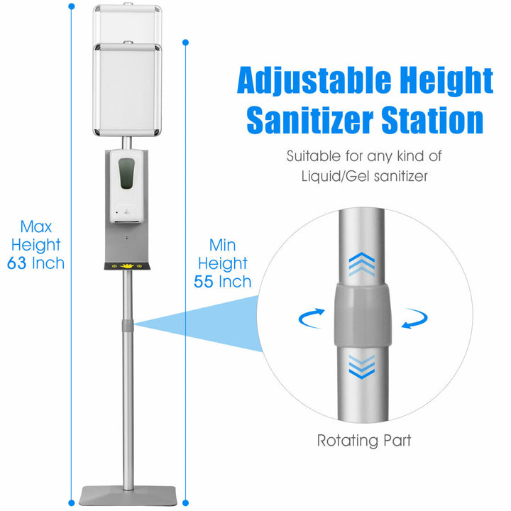 Automatic Soap Dispenser Touchless Sanitizing Station w/ Sign Board Image 8