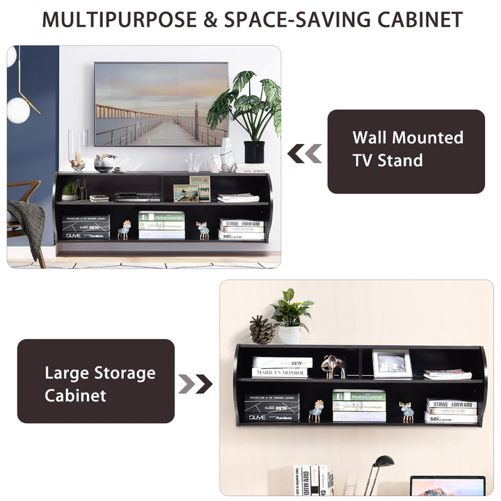 48.5 Wall Mounted Audio/Video TV Stands Console Living Room Furniture W/Shelves Image 7