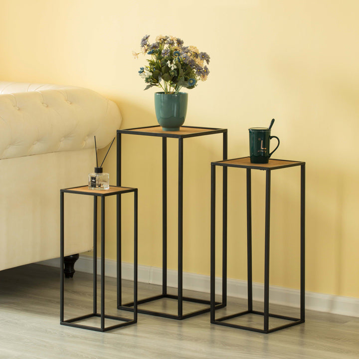 Modern Nesting Display Tables Square Accent Side End Table, Set of 3 Image 2