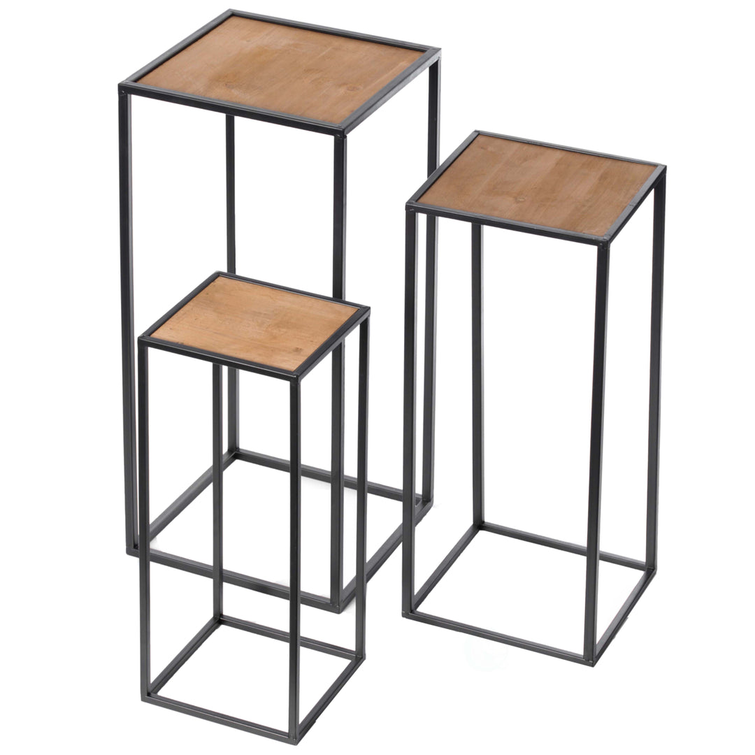 Modern Nesting Display Tables Square Accent Side End Table, Set of 3 Image 3