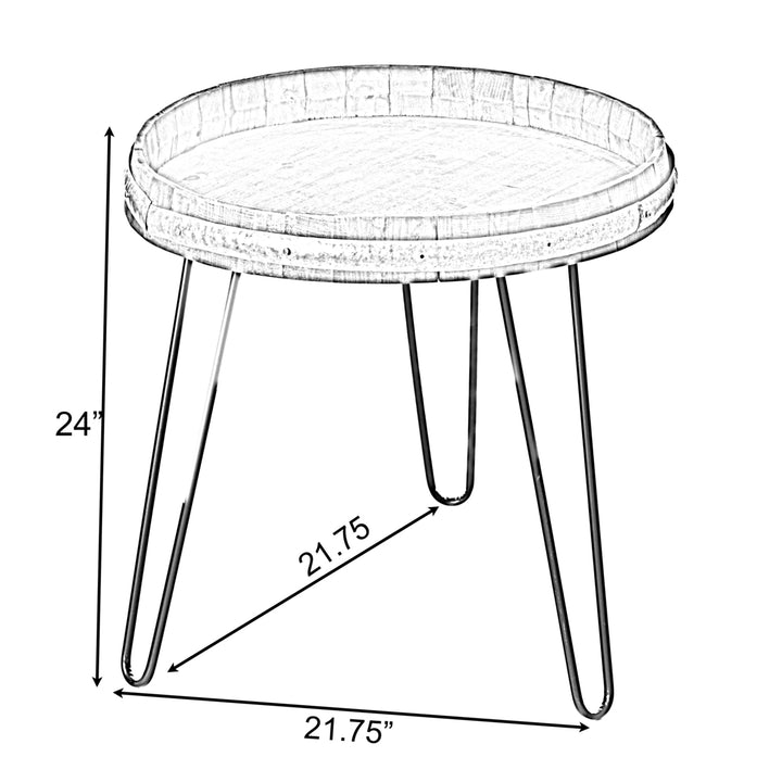 Wooden Wine Barrel Head End Table 22in Accent Coffee Table Vintage Style Storage Image 4