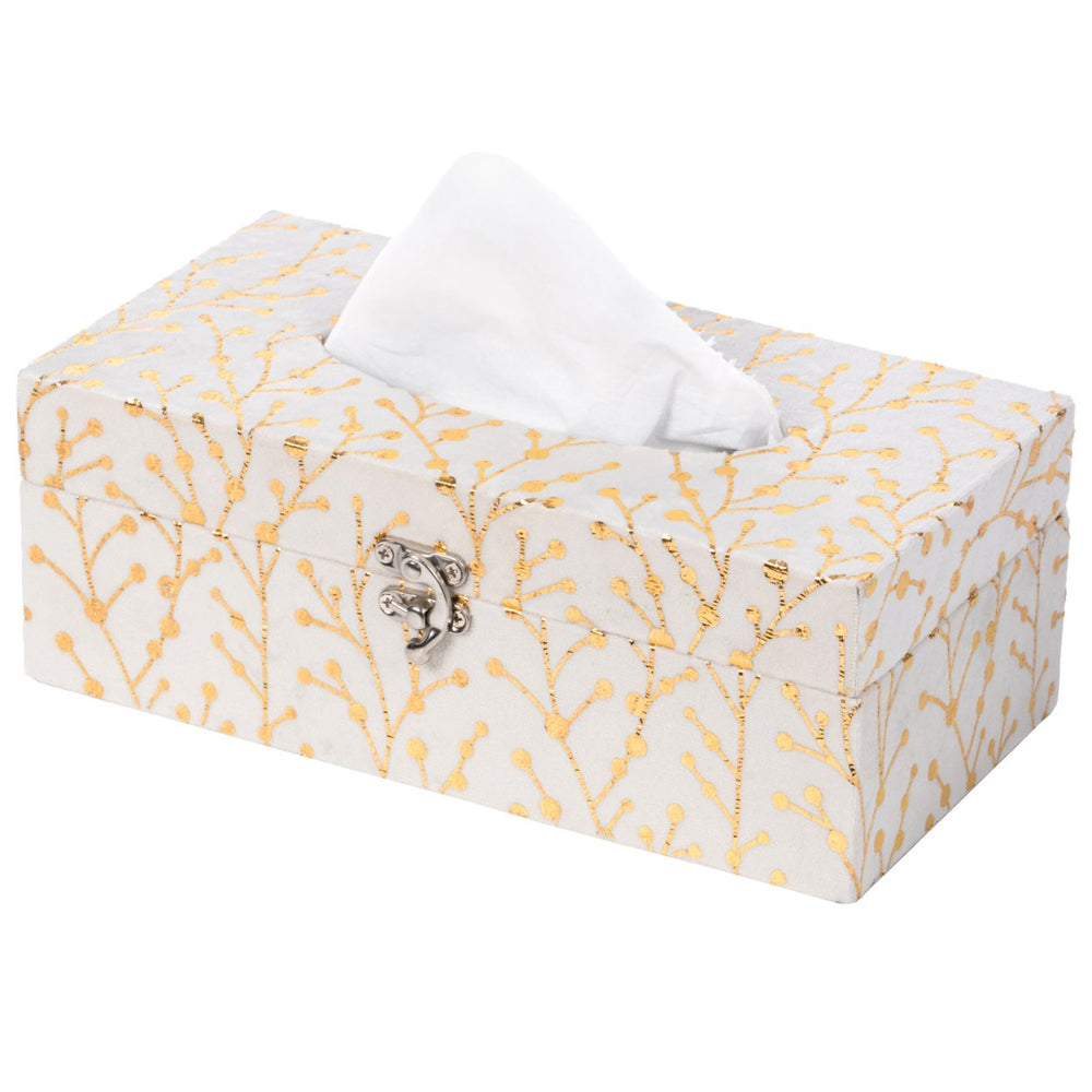 Velvet Tissue Box Holder Rectangular Square Durable Wood Lifts for Easy Use Image 2