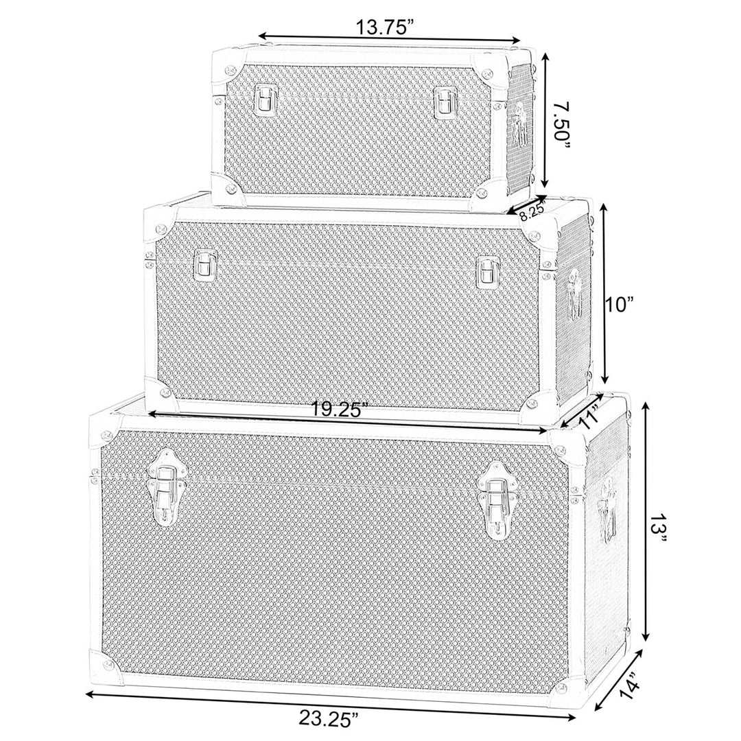 Faux Leather Storage Trunk Set of 3 Large Medium Small Decorative Organizer Image 4