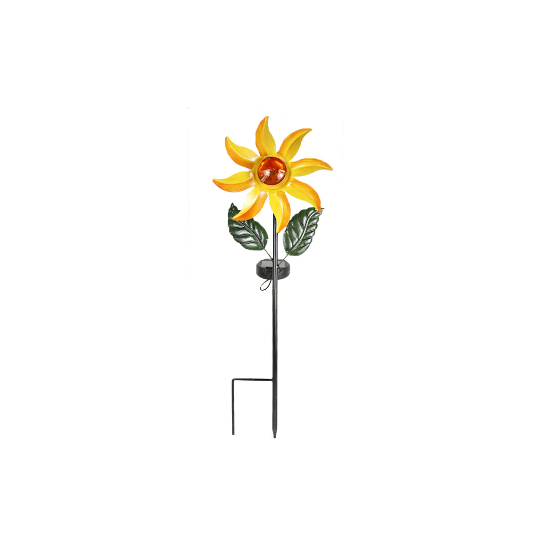 Solar LED Metal Flower Garden Spinner Stake Light Image 5