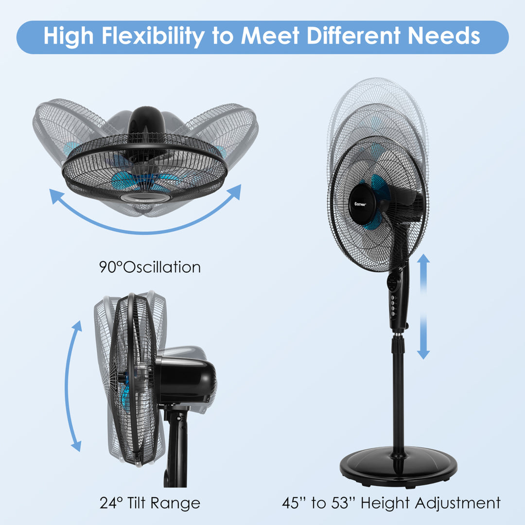 16 Adjustable Oscillating Pedestal Fan Dual Blades w/Remote Control Image 7