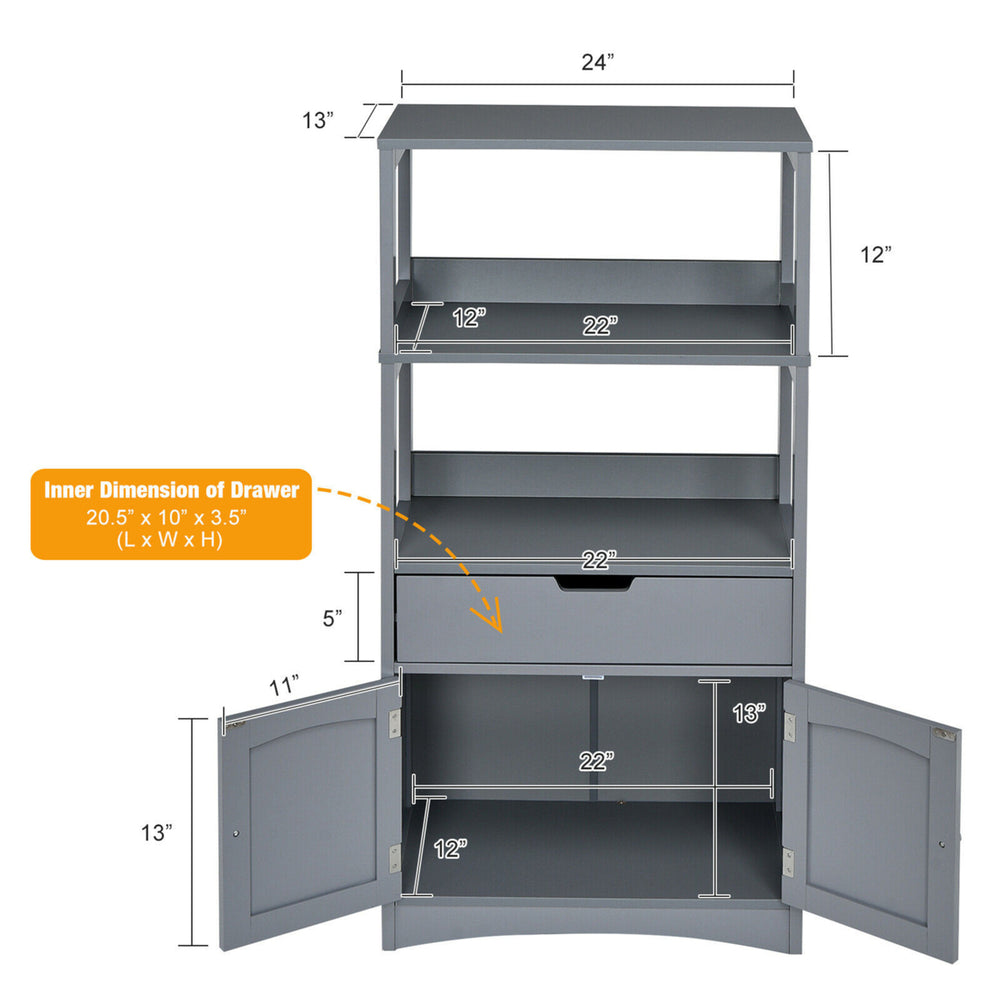 Bathroom Storage Cabinet w/Drawer Shelf Cupboard Floor Cabinet Image 2