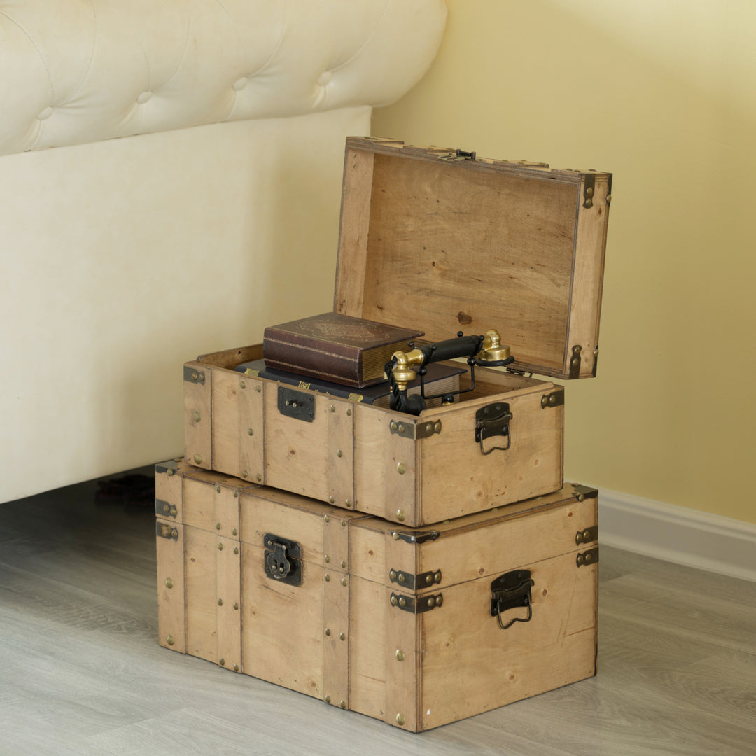 Natural Wooden Style Trunk with Handles Image 5
