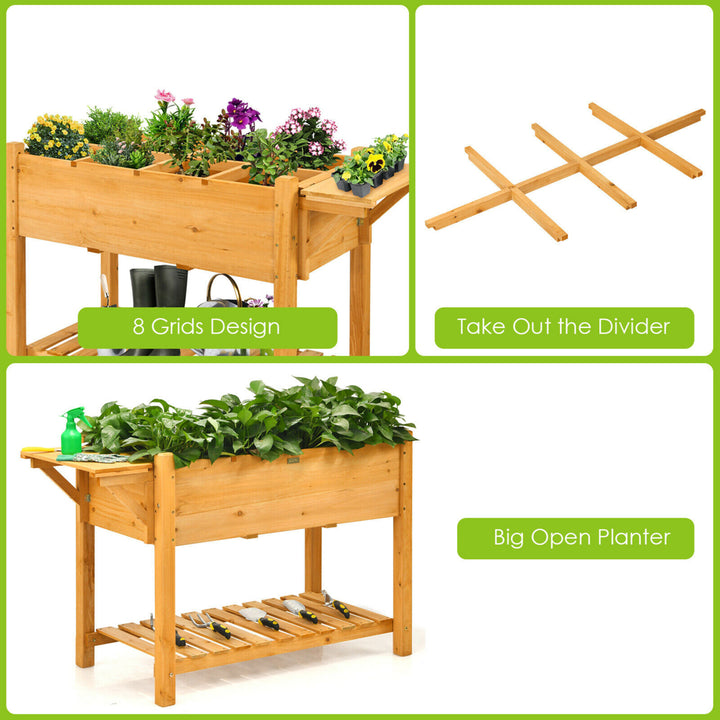 Raised Garden Bed Elevated Planter Box Kit w/8 Grids and Folding Tabletop Image 8