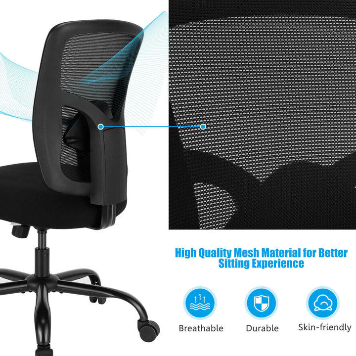 400LBS Mesh Big and Tall Office Chair Swivel Task Chair w/ Lumbar Support Image 5