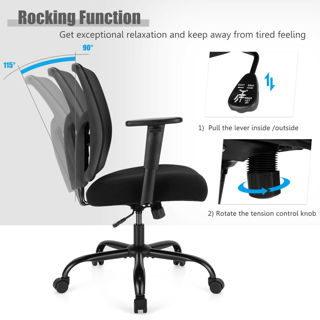 400LBS Mesh Big and Tall Office Chair Swivel Task Chair w/ Lumbar Support Image 6