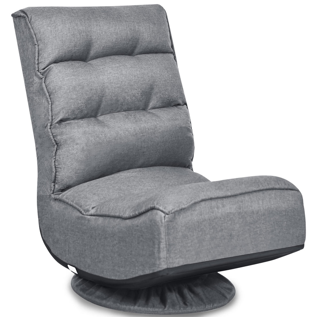 Gaming Chair Fabric 6-Position Folding Lazy Sofa 360 Degree Swivel Grey Image 1