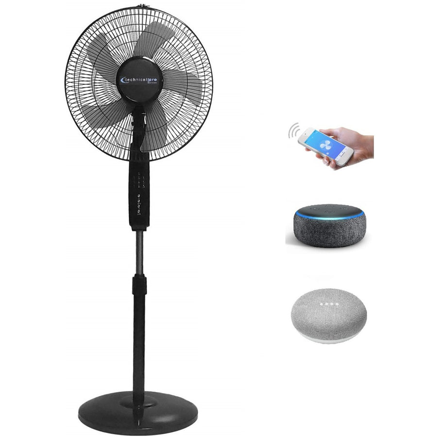 Technical Pro 16 Inch WIFI Oscillating Fan Black Voice Control Smart Home App Image 1