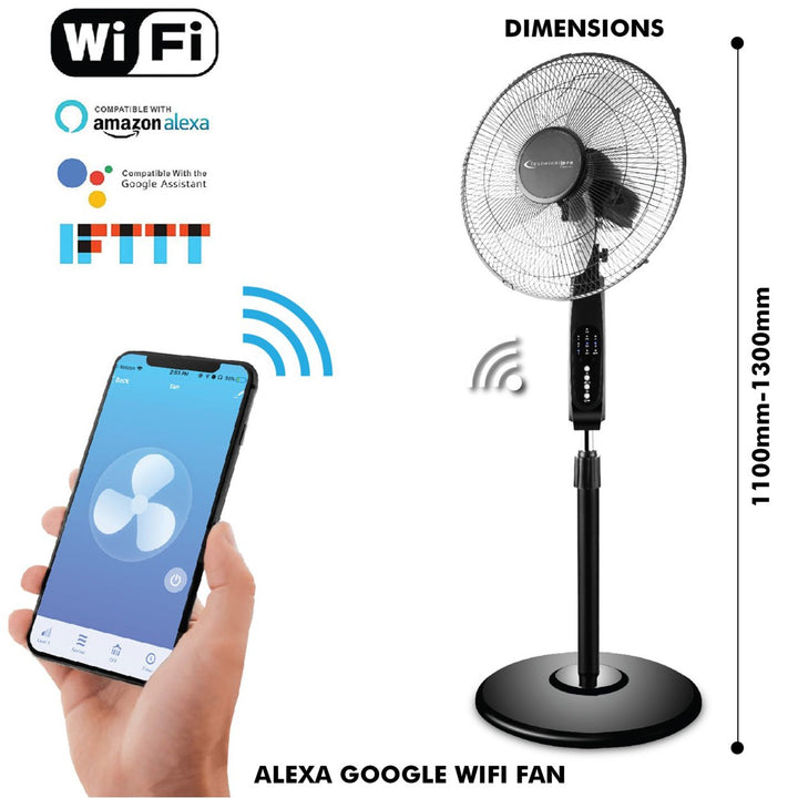 Technical Pro 16 Inch WIFI Oscillating Fan Black Voice Control Smart Home App Image 2