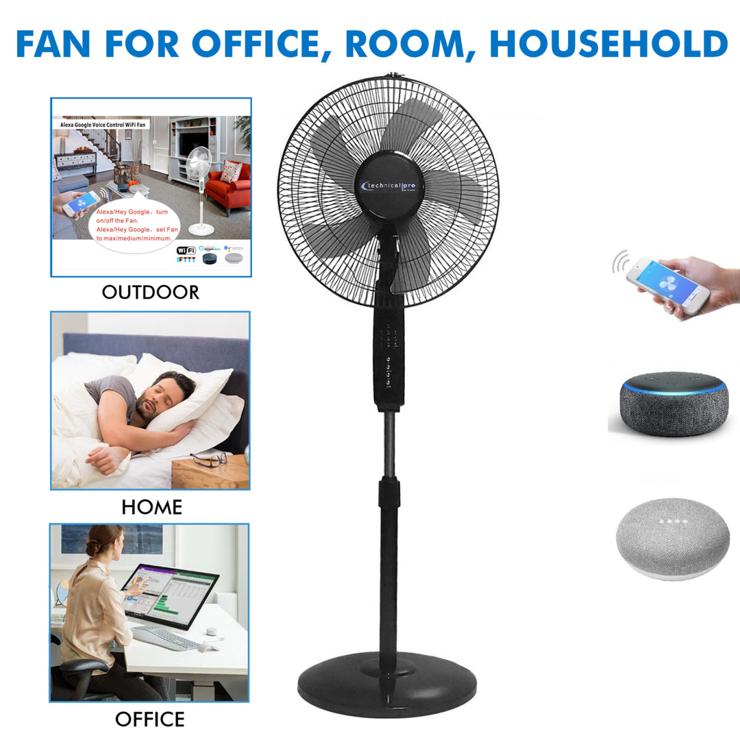 Technical Pro 16 Inch WIFI Oscillating Fan Black Voice Control Smart Home App Image 5