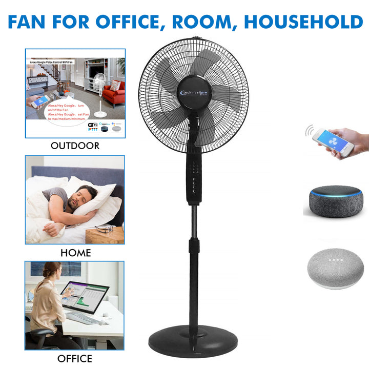 Technical Pro 16 Inch WIFI Oscillating Fan Black Voice Control Smart Home App Image 5