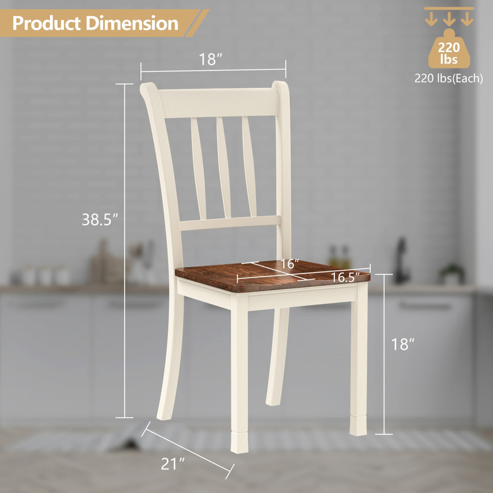 4PCS Wooden Dining Side Chair High Back Armless Home Furniture White Image 2