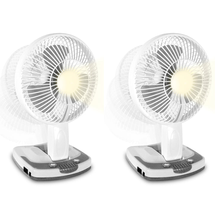 Technical Pro Rechargeable Desk Wall Fan with LED Work Lamp and Powerbank Image 1