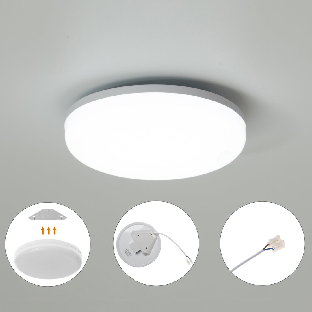 White Plastic 6 Inch LED Ceiling Light Fixture 6500K Daylight 2000lm 20W Image 5