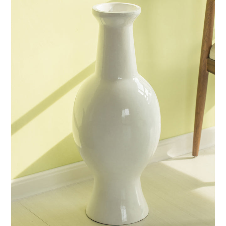 Modern White Fiberglass Floor Vase 26 Inch Decorative for Living Room Entryway Image 5