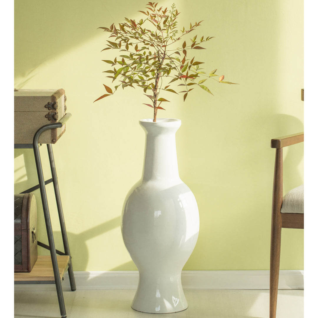 Modern White Fiberglass Floor Vase 26 Inch Decorative for Living Room Entryway Image 7