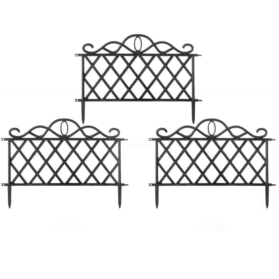 Plastic Garden Edging Border Fence Set of 3 Weather Resistant 18.75" Curved Design Image 1