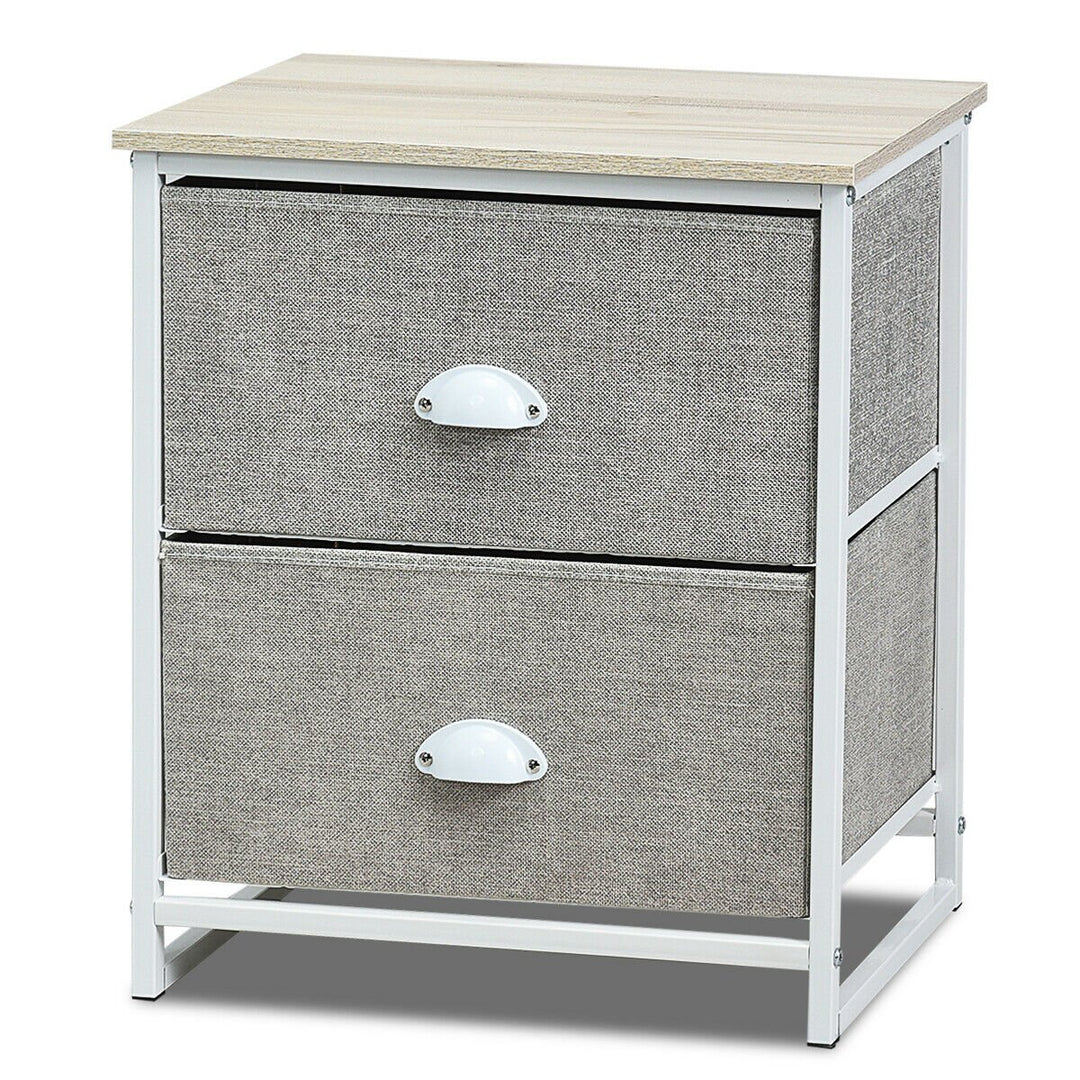 2 Drawers Nightstand Side Table Storage Unit Display Metal Frame Dorm Room Image 11