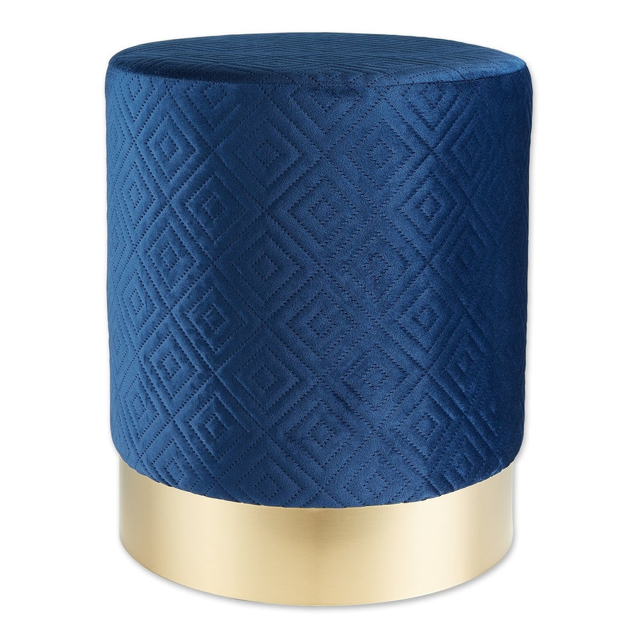 NAVY BLUE VELVET STOOL Image 1