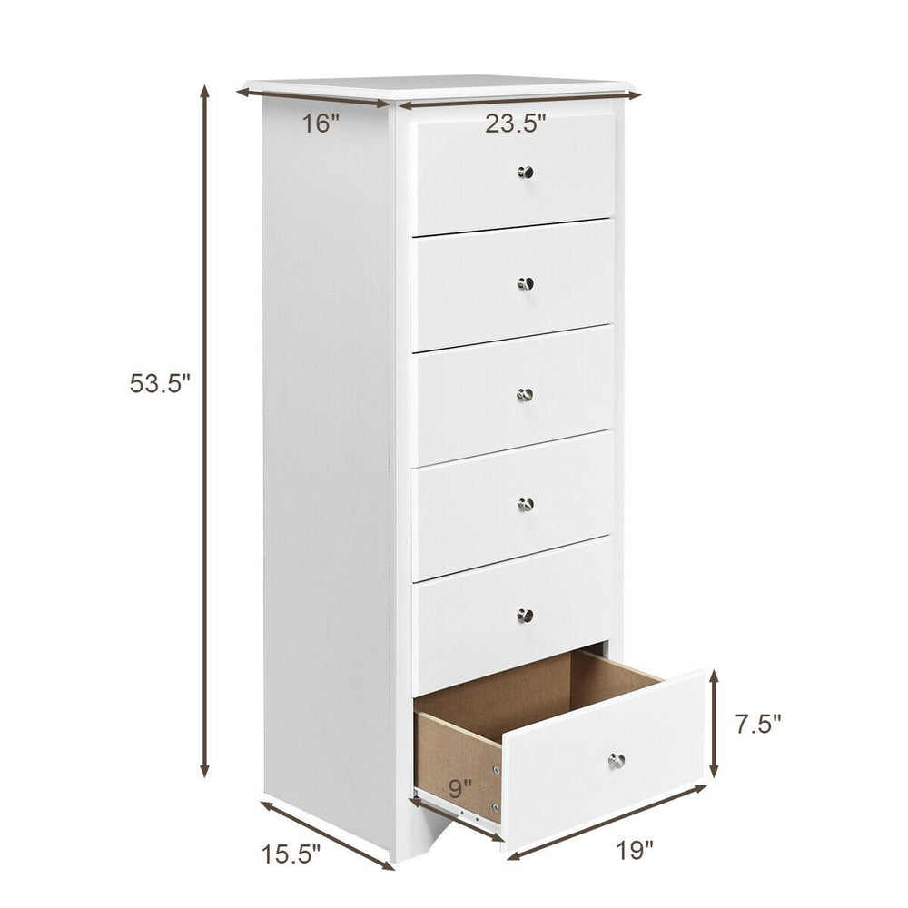 6 Drawer Chest Dresser Clothes Storage Bedroom Tall Furniture Cabinet White Image 2