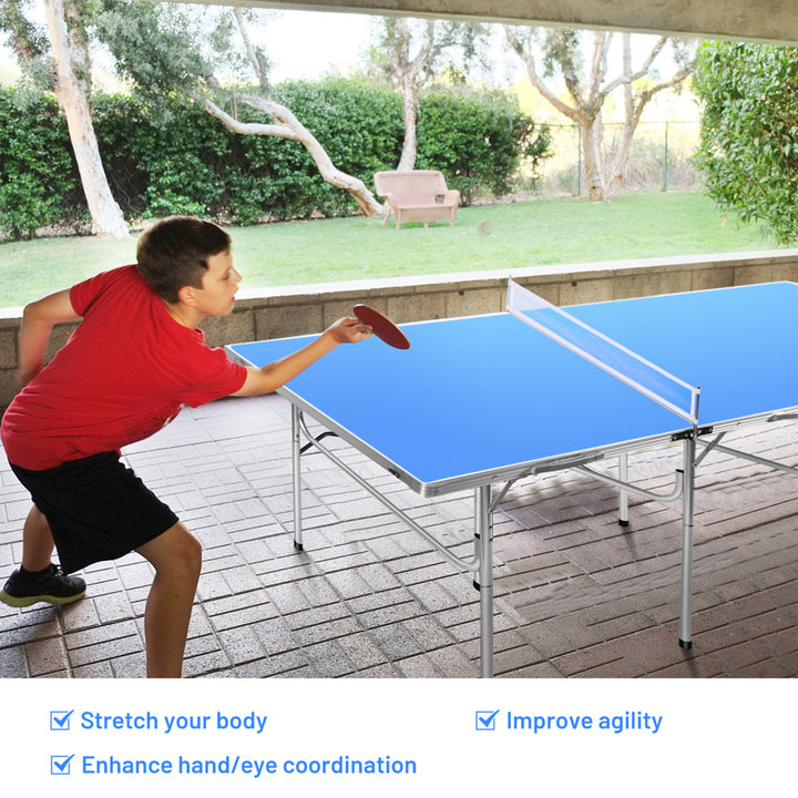 Folding Table Tennis Table Portable Ping Pong Table w/ 2 Paddles and 2 Balls Image 4