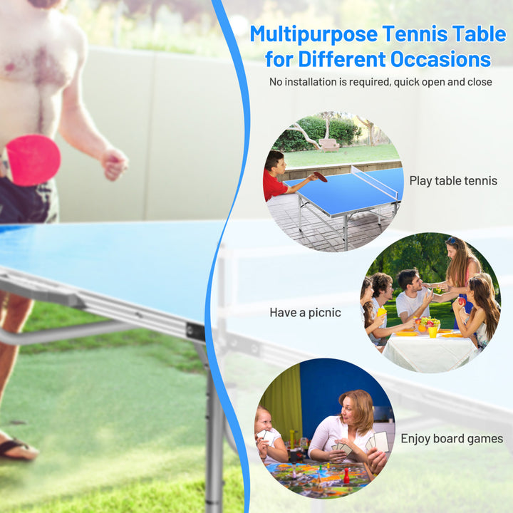 Folding Table Tennis Table Portable Ping Pong Table w/ 2 Paddles and 2 Balls Image 5