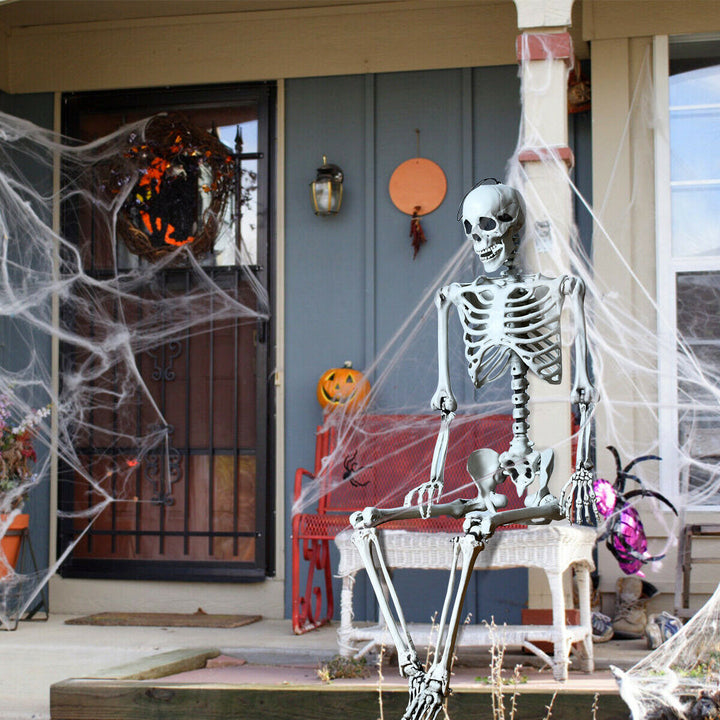 Full Body Halloween Skeleton 5.4ft Life Size w/ Hanging Rope Movable Joints Image 4