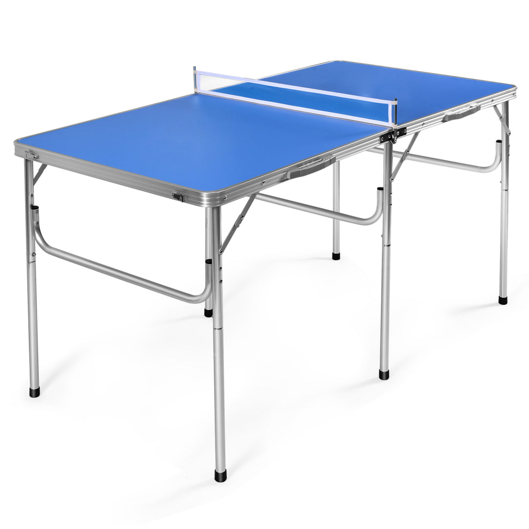 Folding Table Tennis Table Portable Ping Pong Table w/ 2 Paddles and 2 Balls Image 9