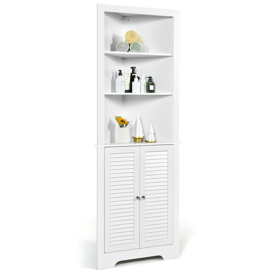 Bathroom Corner Floor Cabinet Tall Bathroom Storage Cabinet w/ Shelves Image 1