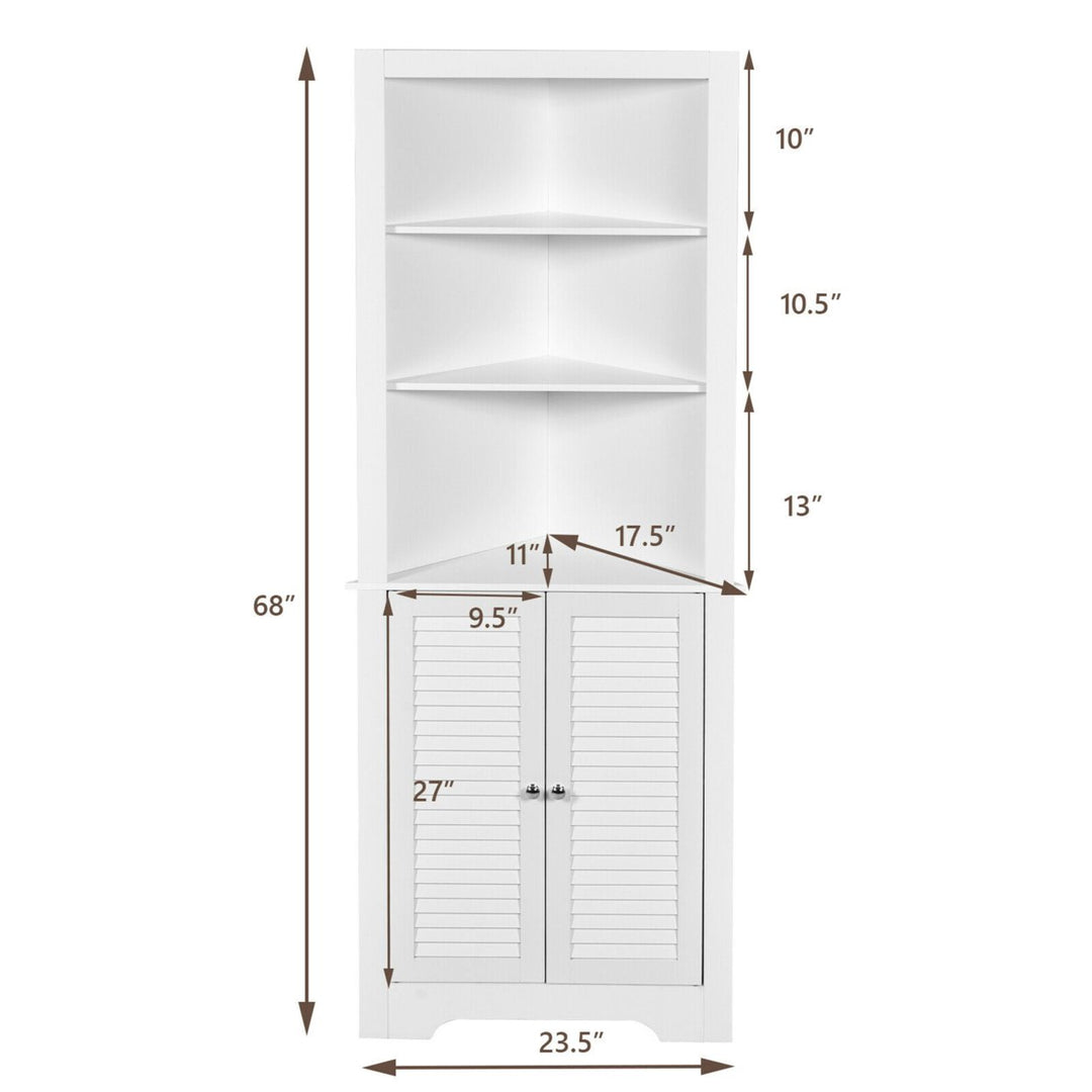 Bathroom Corner Floor Cabinet Tall Bathroom Storage Cabinet w/ Shelves Image 2