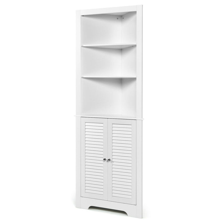 Bathroom Corner Floor Cabinet Tall Bathroom Storage Cabinet w/ Shelves Image 10