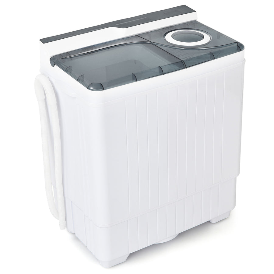 Portable Semi-automatic Washing Machine 26 lbs Twin Tub Laundry Washer Grey Image 1