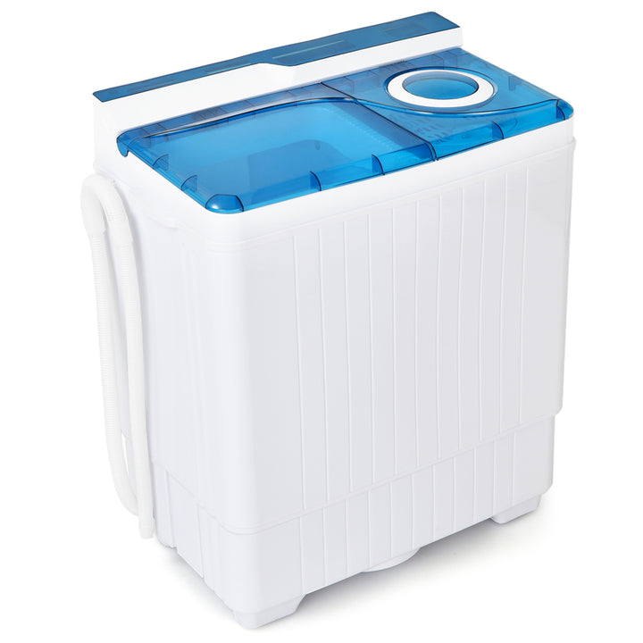 Portable Semi-automatic Washing Machine 26 lbs Twin Tub Laundry Washer Blue Image 1