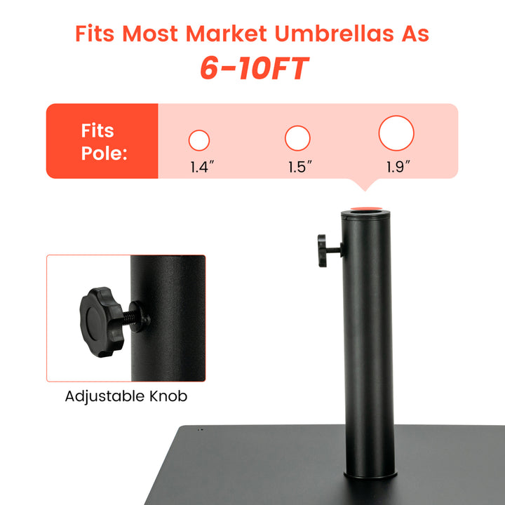 Square Weighted Patio Umbrella Base Stand 36 lbs Outdoor w/ 3 Adapters Image 9