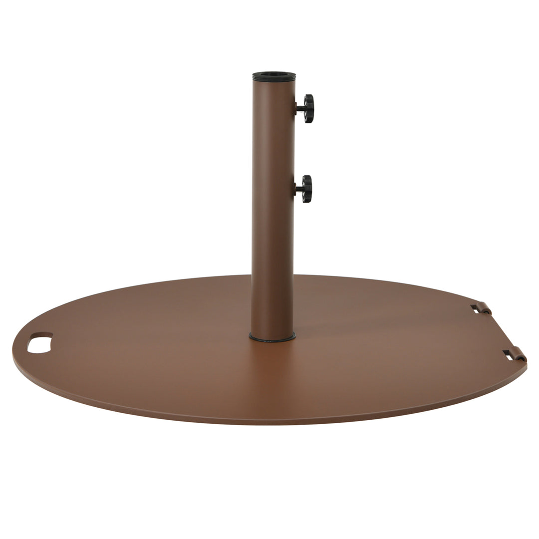 Round Weighted Patio Umbrella Base Stand 50 lbs w/ 3 Adapters Brown Image 1